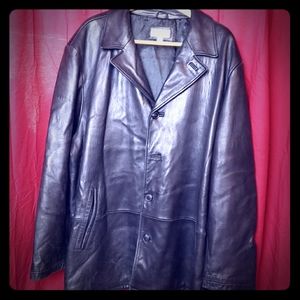 Mens Black Soft Heavy Leather Coat